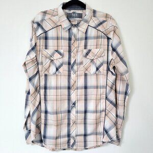 BKE Buckle Men's Pearl Snap Button Shirt Tailor Fit Plaid Long Sleeve Size XL